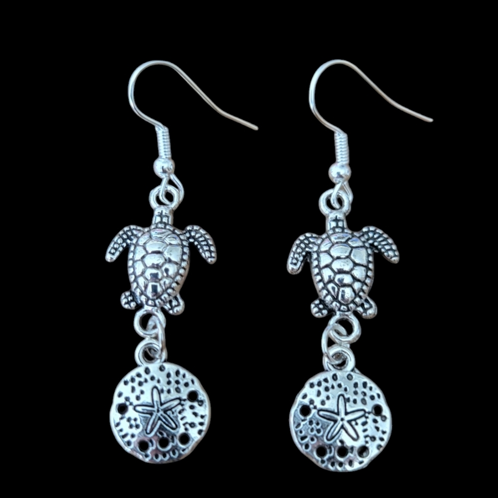 Turtle and Sand Dollar earrings